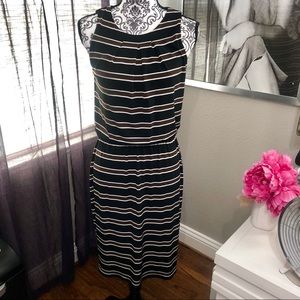 WHBM Women's Black Brown Stripe Dress Sleeveless